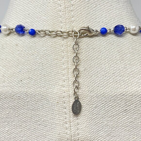 Robert Rose Festoon Necklace Blue Purple Silver-Tone‎ Multi-Strand Faceted Retro - Picture 4 of 9